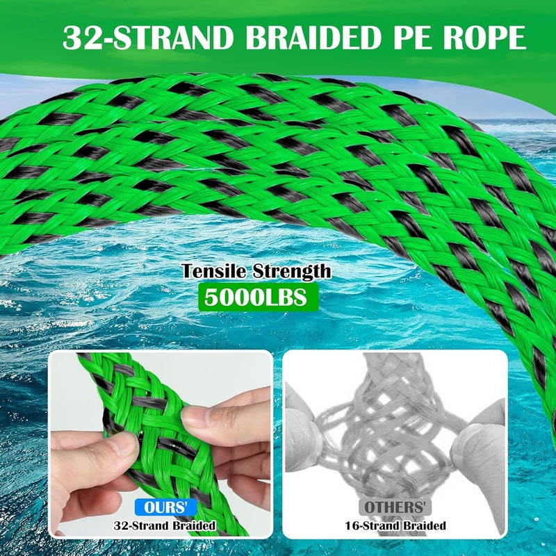 SETYPARY Boat Tow Harness for Tubing, Self Centering Tow Harness for 1-4 Riders Towable Tubes, Floating Boat Tow Rope for Watersports - Image 4